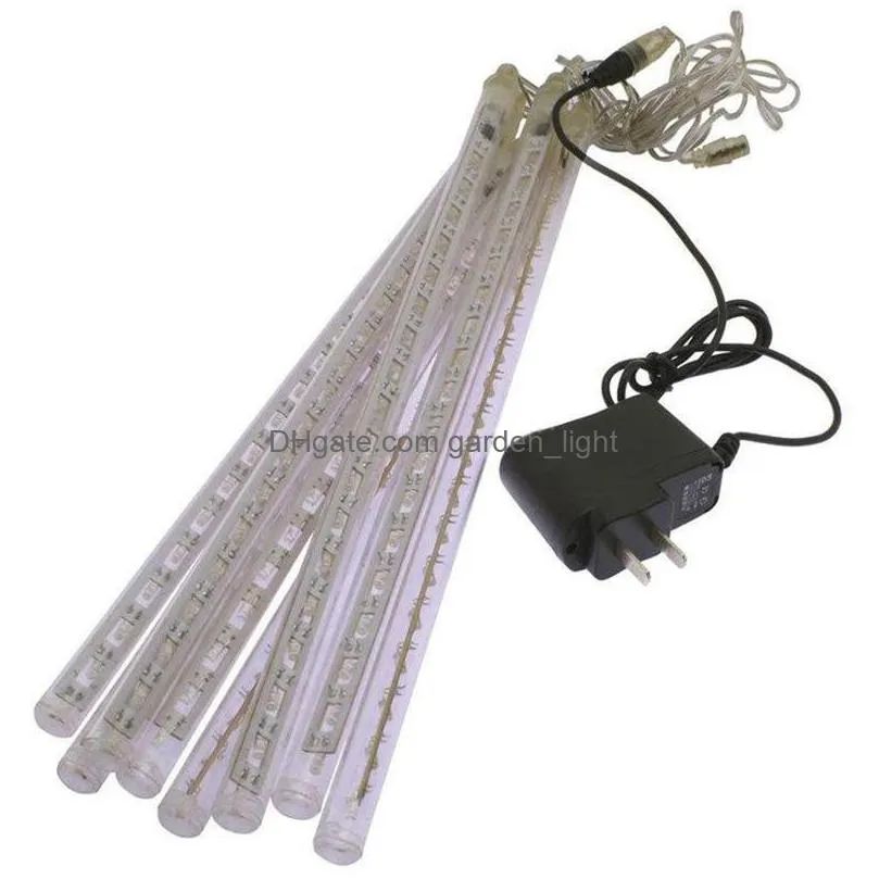 meteor shower string lamp solar powered 8pcs/set christmas light snowfall led strips rain tube 30 50 80cm tubes eu us uk au plug