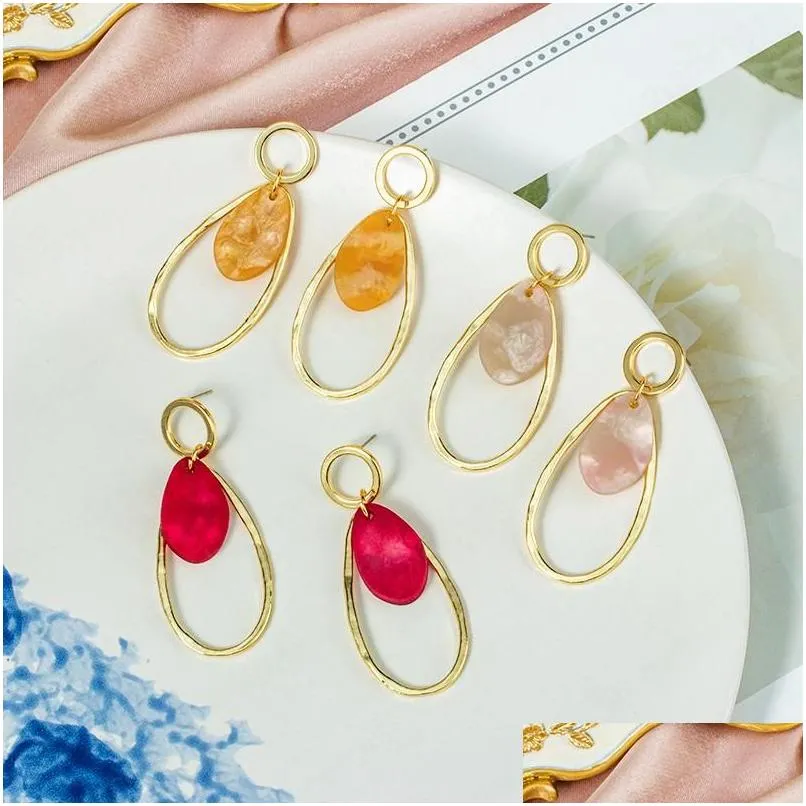 fashion long metal acrylic drop shape earrings for women party resin pendant multicolor dangle earring geometry jewelry