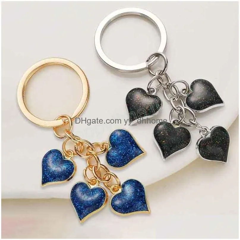 lovely keychain shiny heart key ring key chains souvenir gifts for women men handbag accessories car keys jewelry