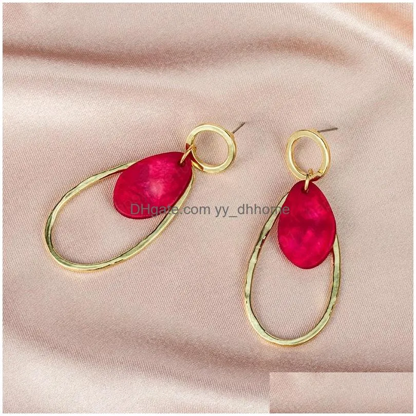 fashion long metal acrylic drop shape earrings for women party resin pendant multicolor dangle earring geometry jewelry