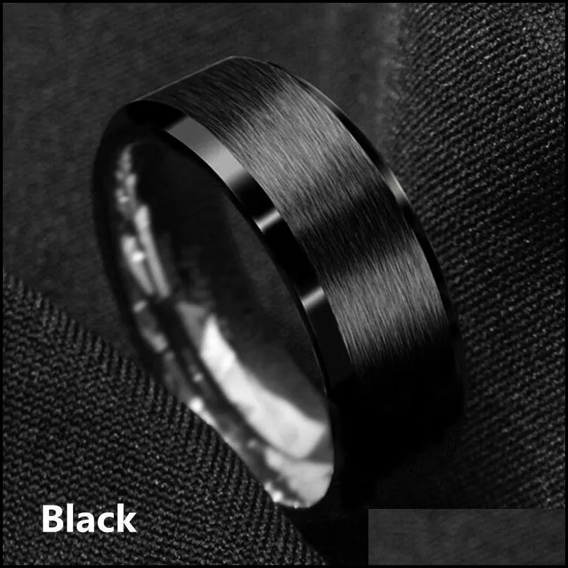 wedding rings luxury mens black tungsten ring with rose gold edge plating brushed band for men jewelry size 613