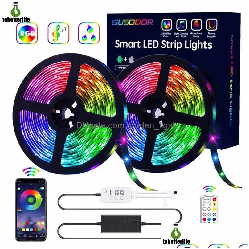 bluetooth led strip lights rgb light kit 16.4ft 32.8ft 150led smd5050 waterproof music sync color changing controller