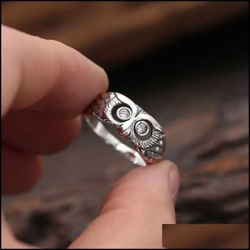 vintage 925 silver mini owl rings chic women rings us ring size 610 for women mothers day gift jewelry