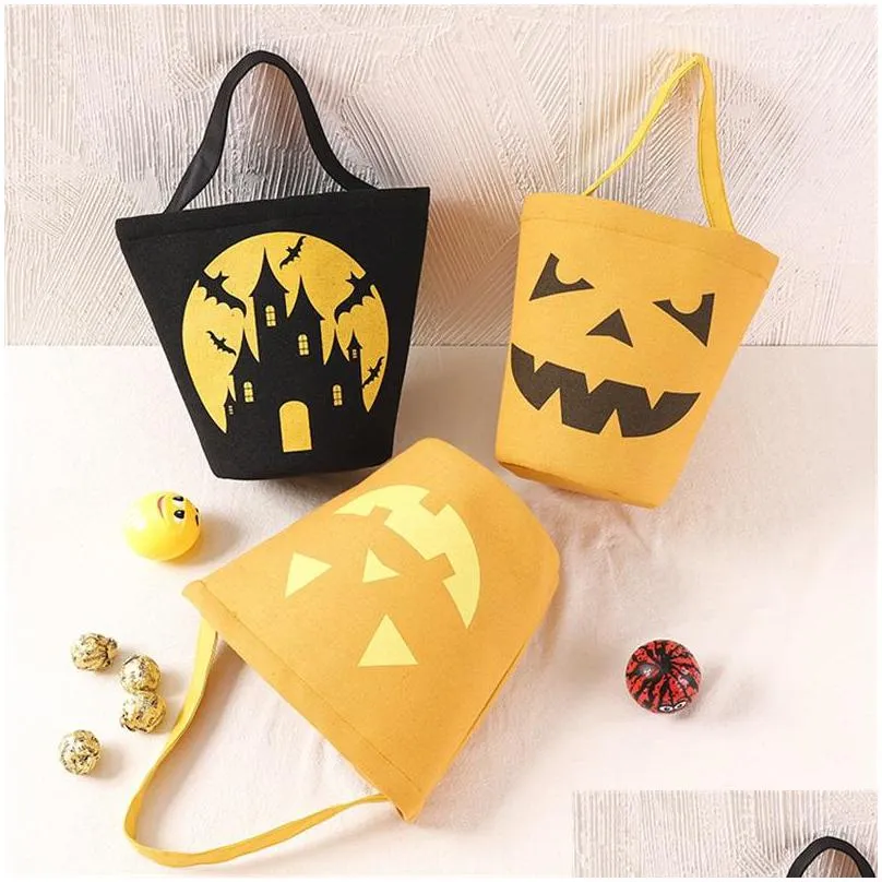 halloween canvas bucket party favor cartoon pumpkin vampire ghost witch handbags halloween candy bag kids party gift candy bags b3