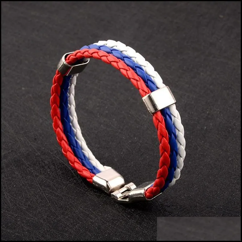 fashion russia spain france brazil flag leather team bracelet men football fans couples gift jewelry