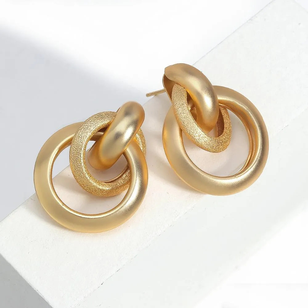 vinatge minimalist gold color knot drop earrings for women classic twisted stud earrings punk knot wedding jewelry gift