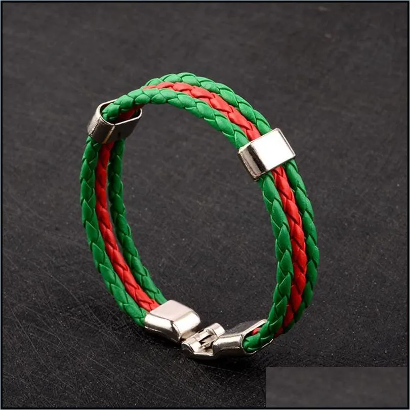 fashion russia spain france brazil flag leather team bracelet men football fans couples gift jewelry