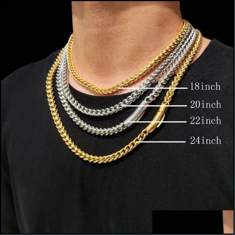chains hip hop 18k gold 6mm chain for men necklace stainless steel pvd plated chain
