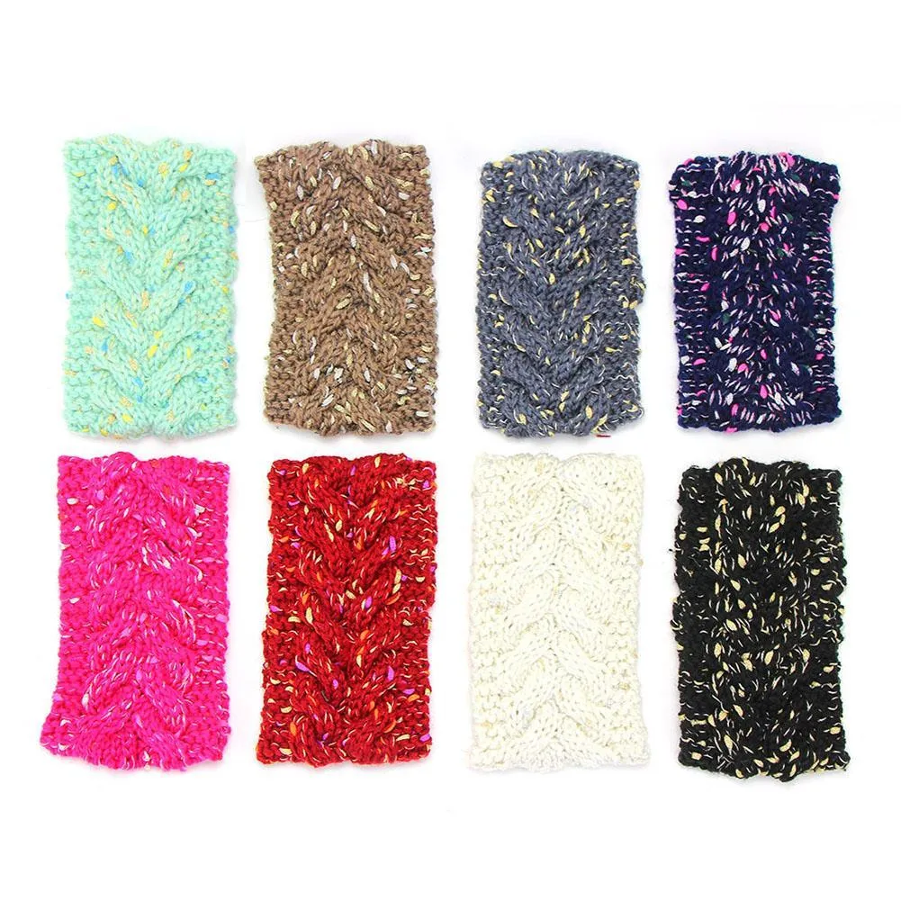 colorful bronzing knitted headband for women winter warm wool crochet turban headwraps hairbands women knitting hair accessories