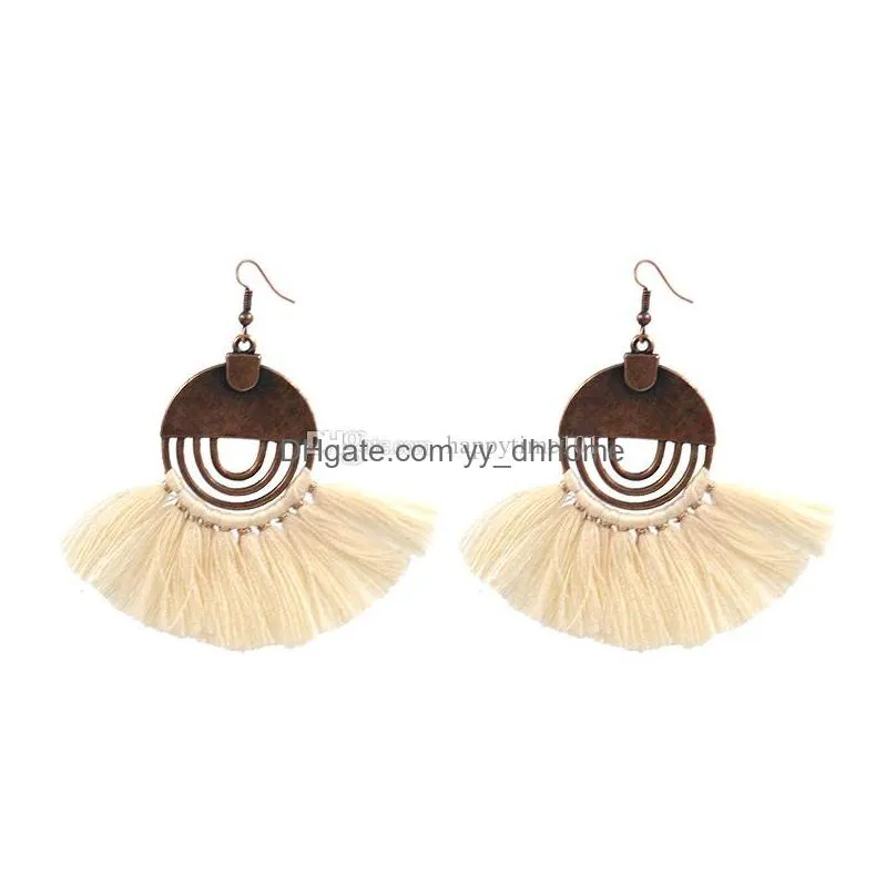  charm trendy bohemian scallop earrings tassel pendant earring handmade big hoop earrings women jewelry accessories