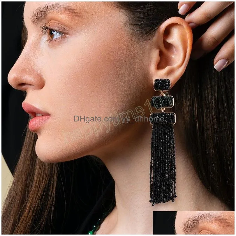 long boho bead tassel dangle earrings for women vintage bohemian drop earrings jewelry statement xmas gift
