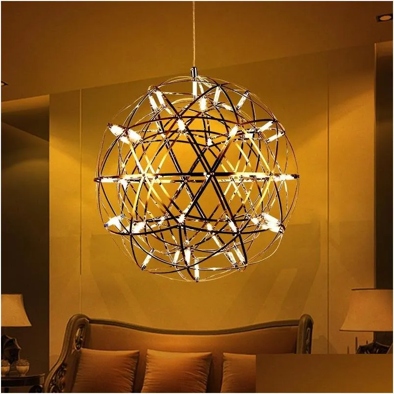 stainless steel pendant lamp modern led ball fireworks lamp ball chandeliers lighting home el deco lighting