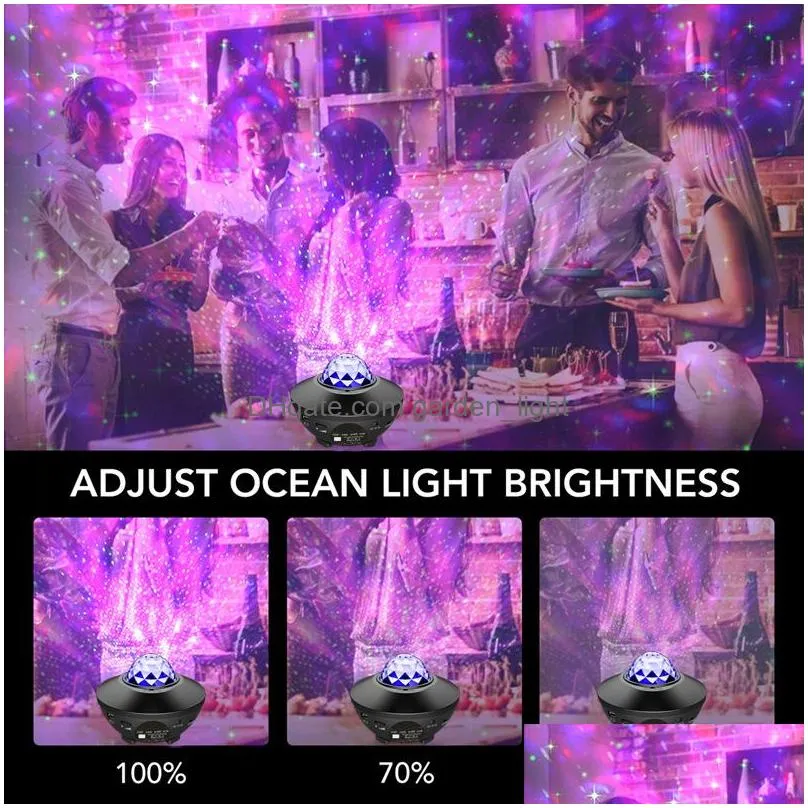 usb star night light led effects music starry water wave lights remote bluetooth colorful rotating projector soundactivated decor
