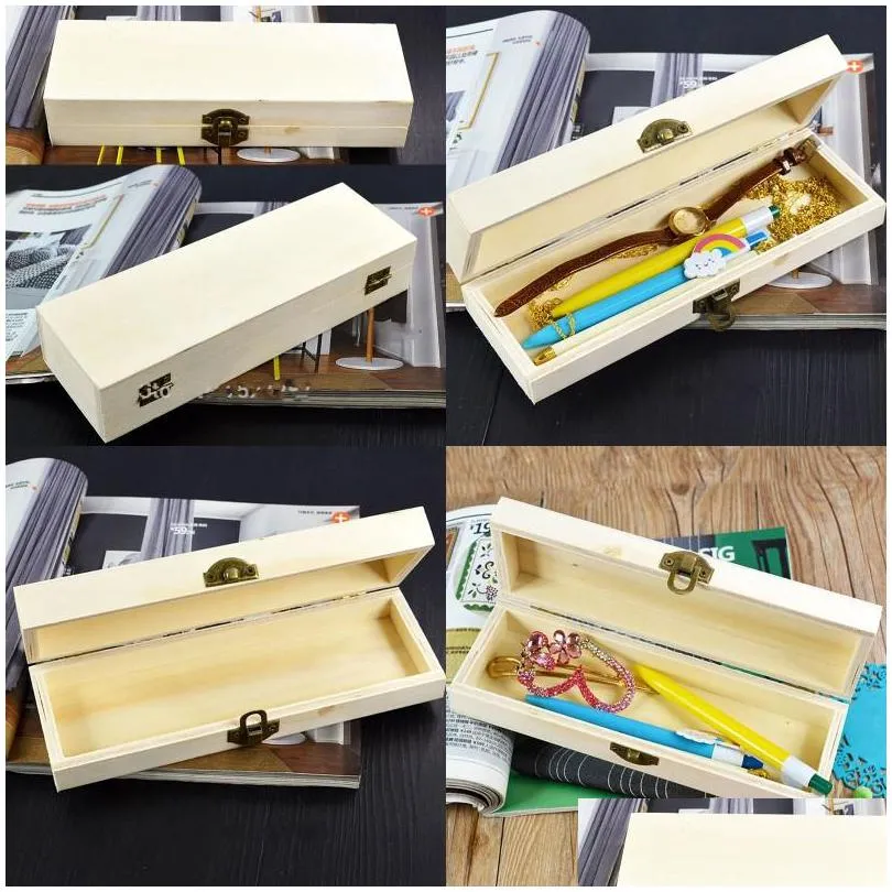 handmade stationery holder unfinished blank wood box for decoupage present gift 21x7x4cm fast shipping 271 n2