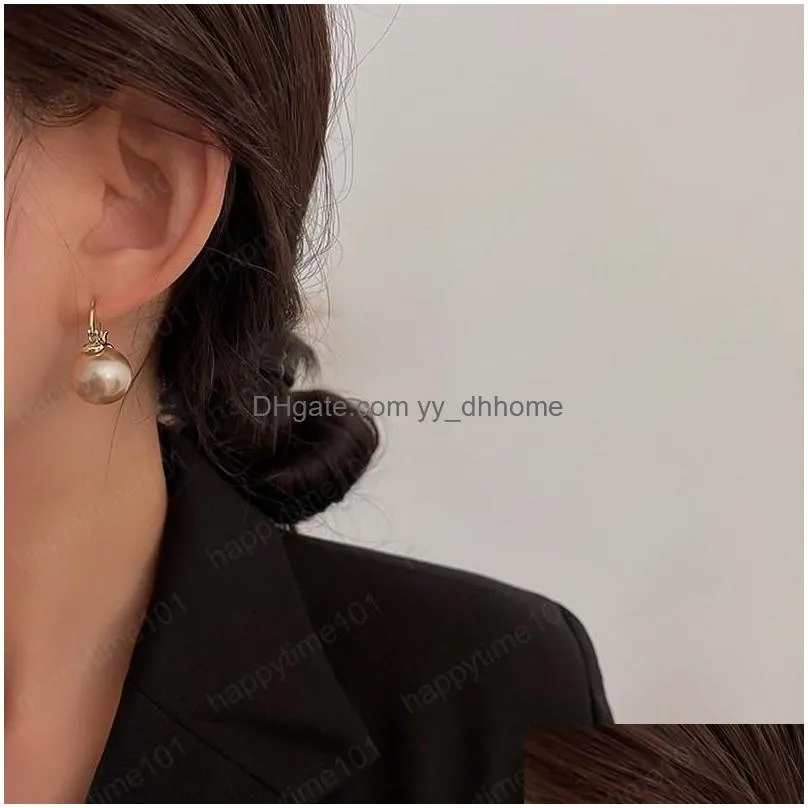 korean simple pearl dangle earrings retro fashion 925 silver needle earrings luxury wedding party girls jewelry