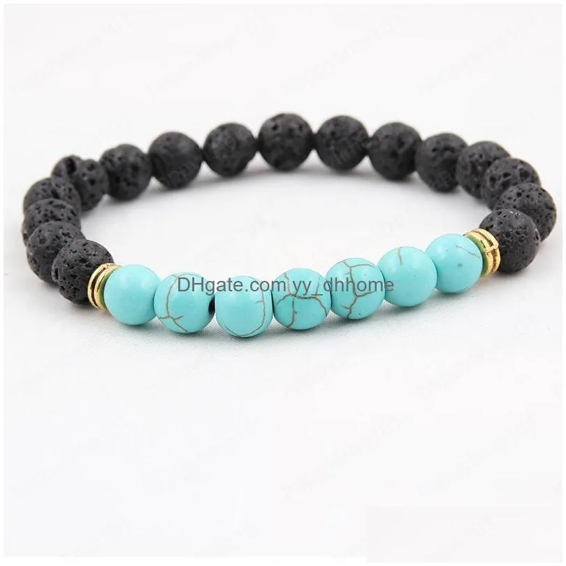 natural lava stone bracelets yoga beads essential oil diffuser bracelet bangles stretch wristband for women mens fashion jewelry