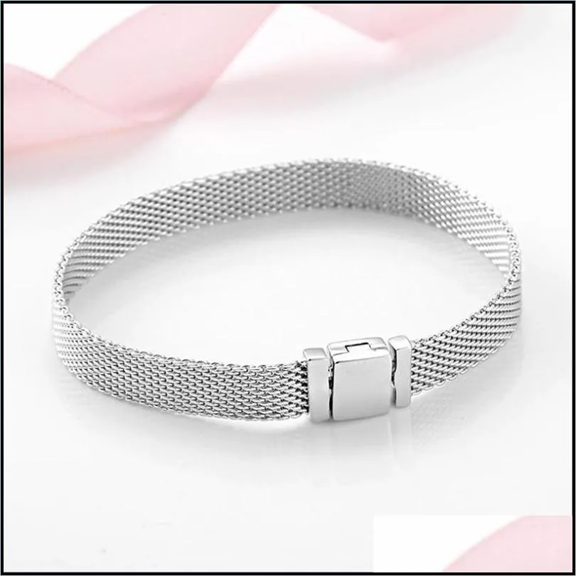 women mesh charm bracelets 925 silver luxury designer fine jewelry fit  beads charms european style lady gift