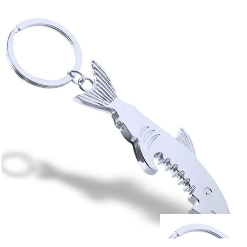 bottle opener keychain promotion gift customized shark shaped zinc alloy beer keys chain women men key rings d 120 j2