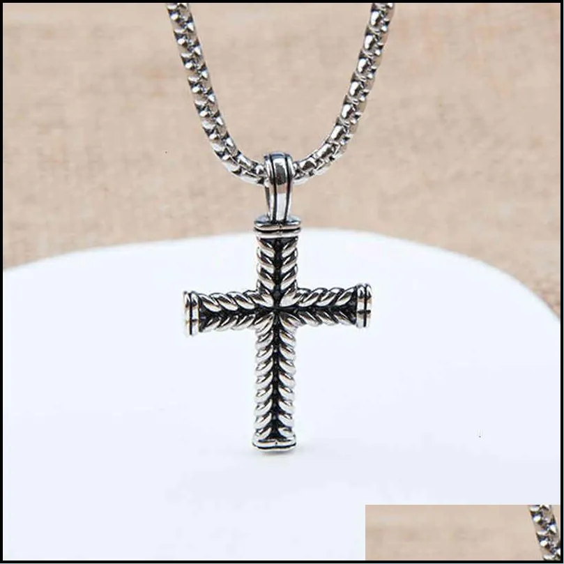 chain cross necklace diamond classic 3mm fashion long chains punk 925 sterling silver 50cm jewelry women men