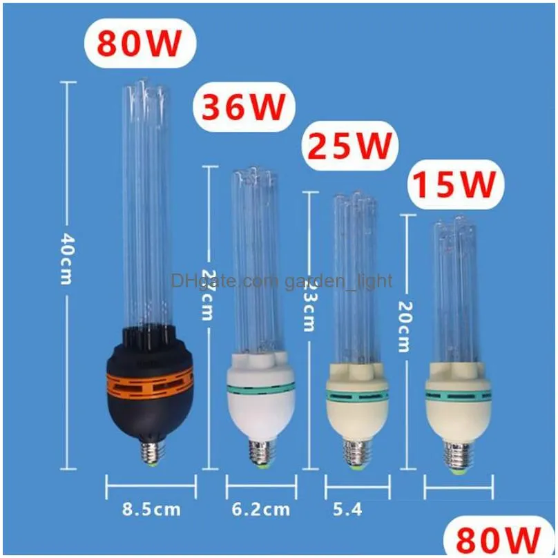 e27 uvc ultraviolet uv light bulb disinfection lamp quartz ozone sterilization lights germicidal 110v 220v 15w 25w 36w 80w