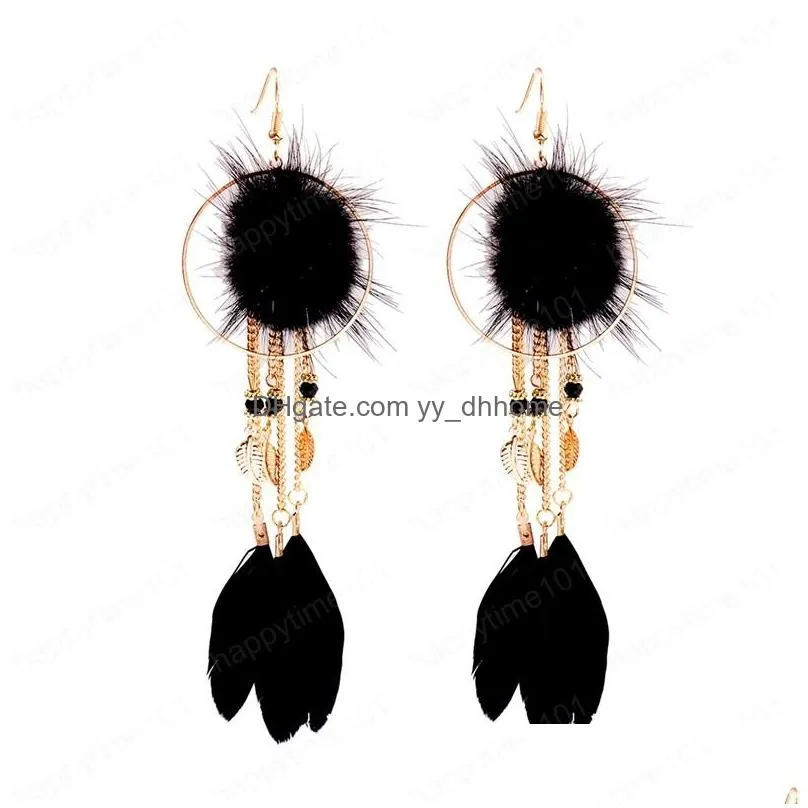 fashion jewelry feather long gold chain leaf tassel drop earrings for women wedding party jewelry accessories gift