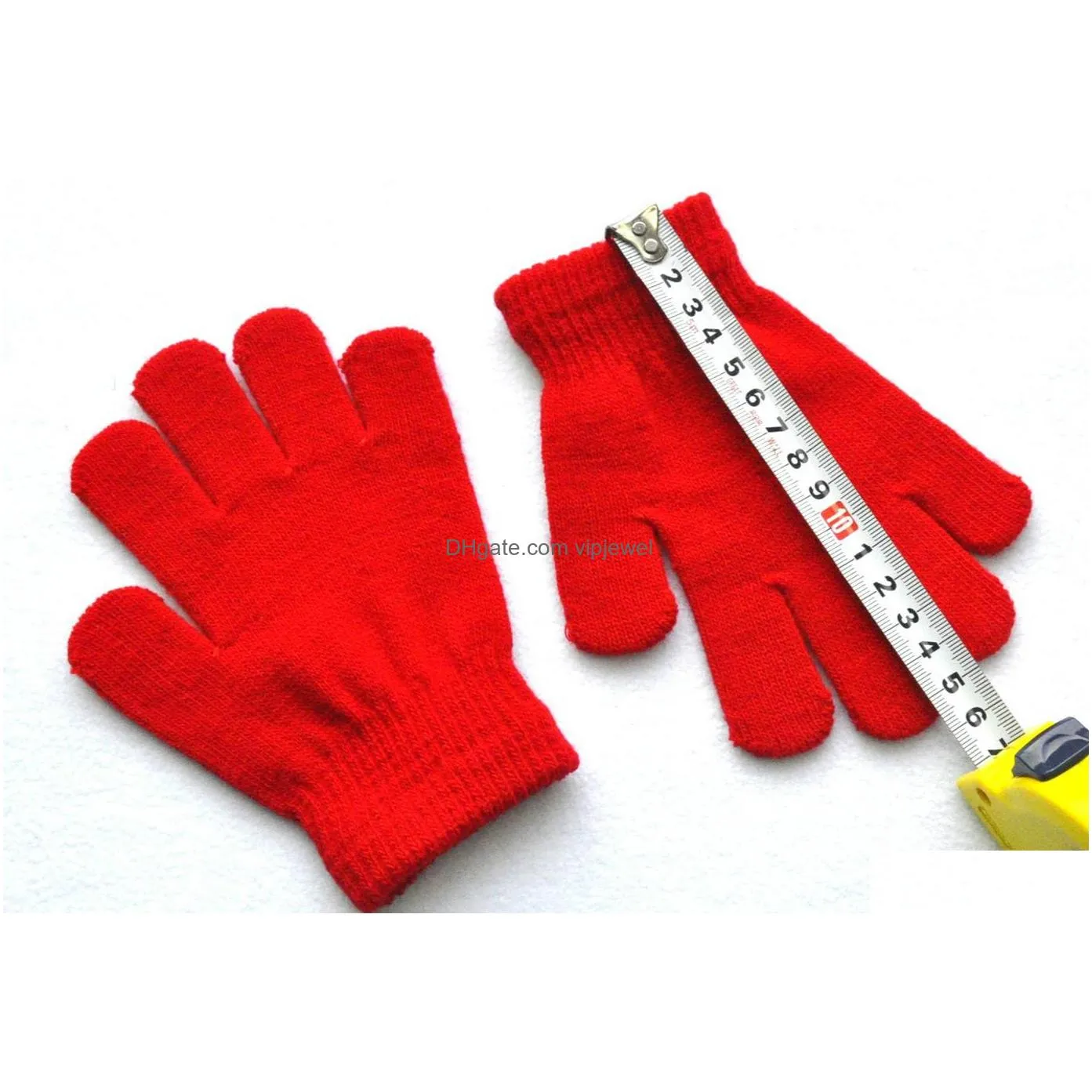 12 colors children winter solid gloves candy color boy girl knitting glove kid warm knitted finger stretch mitten student outdoor