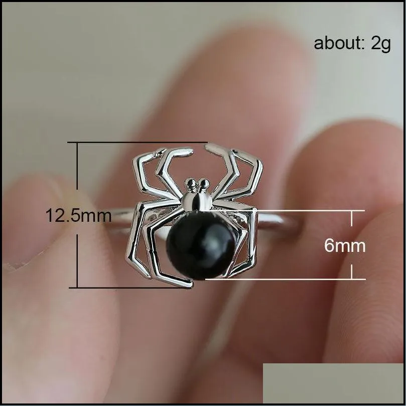 spider silver rings 925 sterling silver natural black sapphire ring personalized women wedding party jewelry