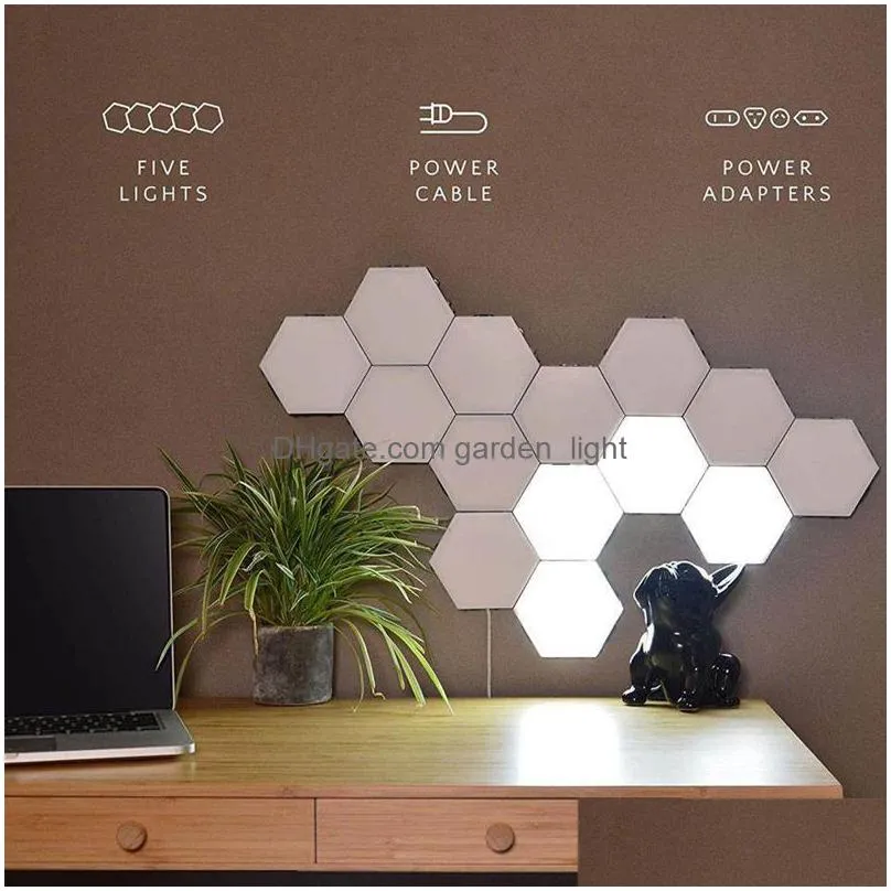 diy quantum lamp touch sensor modular hexagonal led night light magnetic hexagons creative decoration for home uk au plug