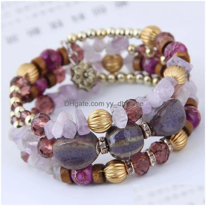 bohemian multilayer bracelets bangles for women crystal beads brazaletes pulseras mujer bijoux womens stone bracelet