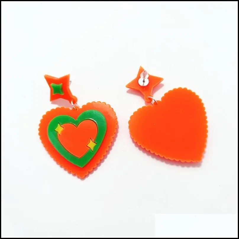 orange blue heart star earrings for women cute romantic drop acrylic jewelry fashion accessories