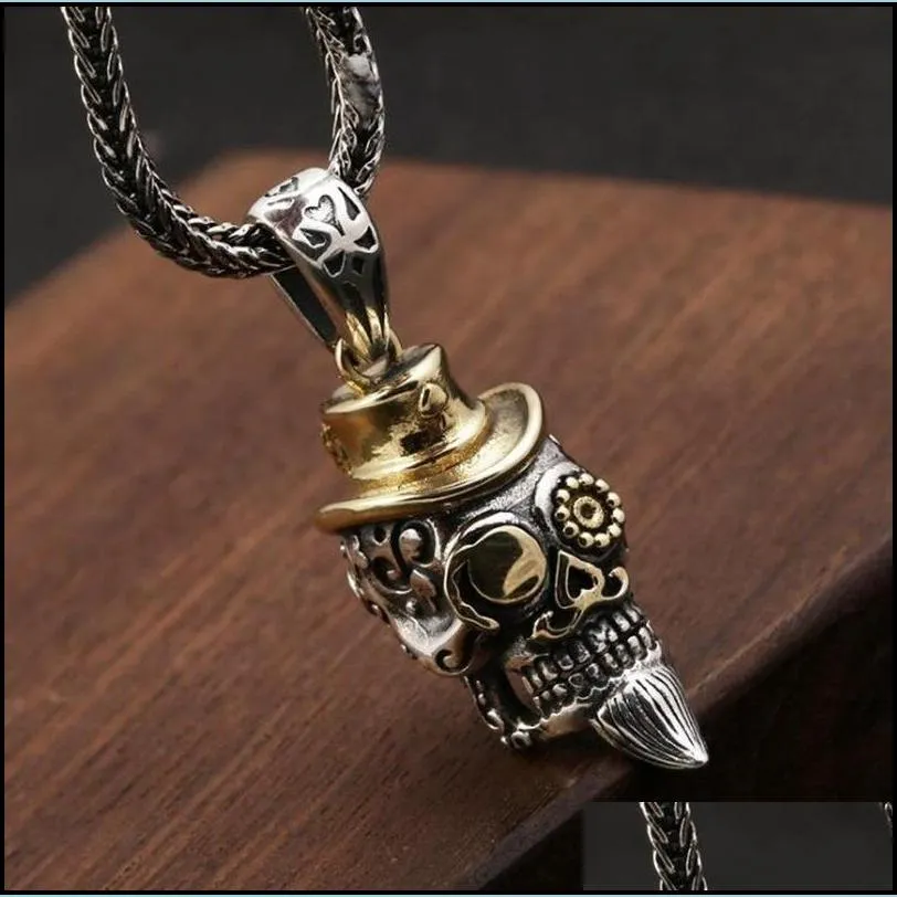 neogothic beard skull necklace formen punk hip hop jewelry gift