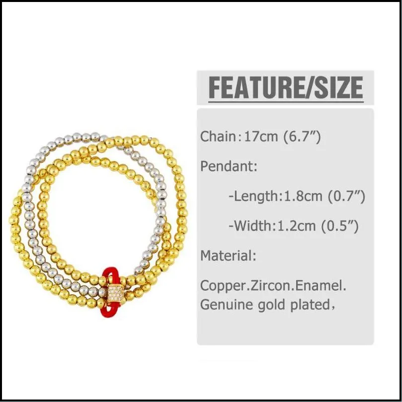 gold silver color stackable bracalet for women copper plated beaded bracelet elastic fashion jewelry