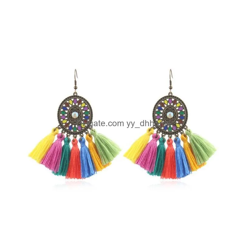 europe and the united states exaggerated earrings women bohemian fashion colorful fringe earrings jewelry wholesale