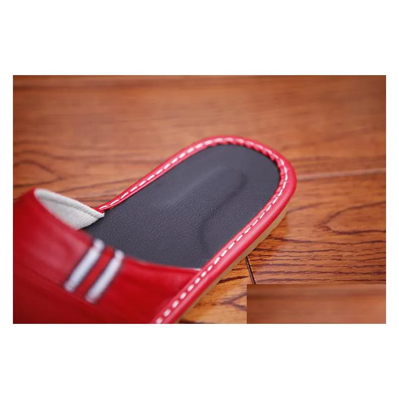 women s home slippers indoor shoes men s summer soft leather couple s solid color antiskip