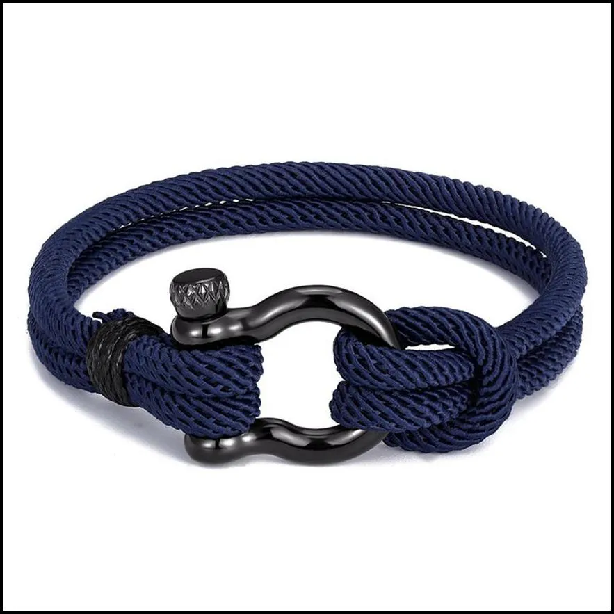 trendy outdoor color rope lucky survival bracelet women men black charm stainless steel buckle friendship bracelets femme homme