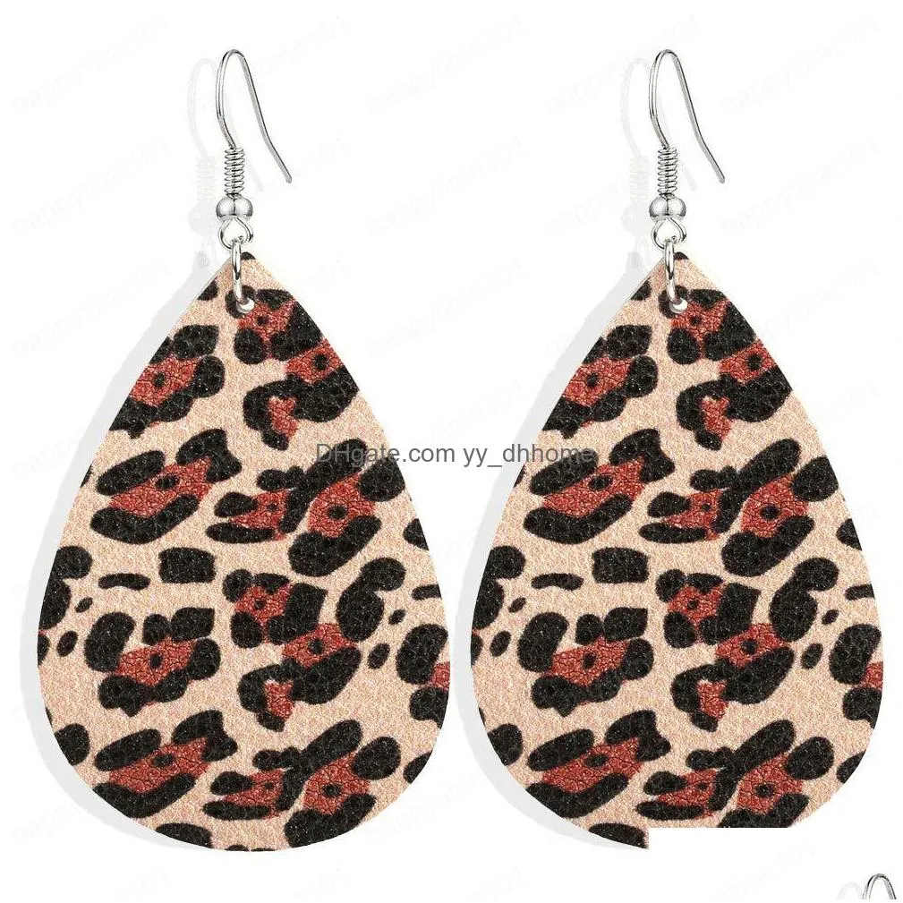  fashion jewelry womens vintage pu leather earrings waterdrop faux leather dangle earrings