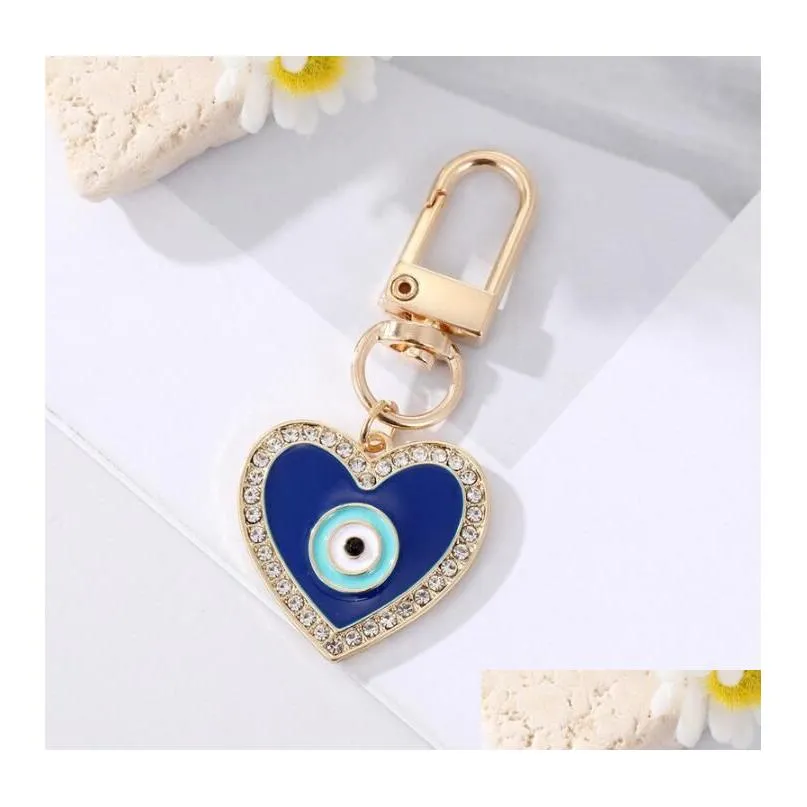 water drop heart blue evil eyes key rings keychain fashion lucky turkish eye key ring diy keychains car key chains holder accessories