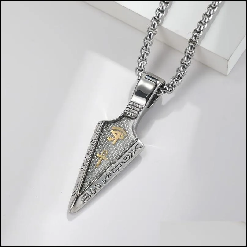 jewelry eye of horus anka spearhead stainless steel necklace carbon fiber titanium pendant