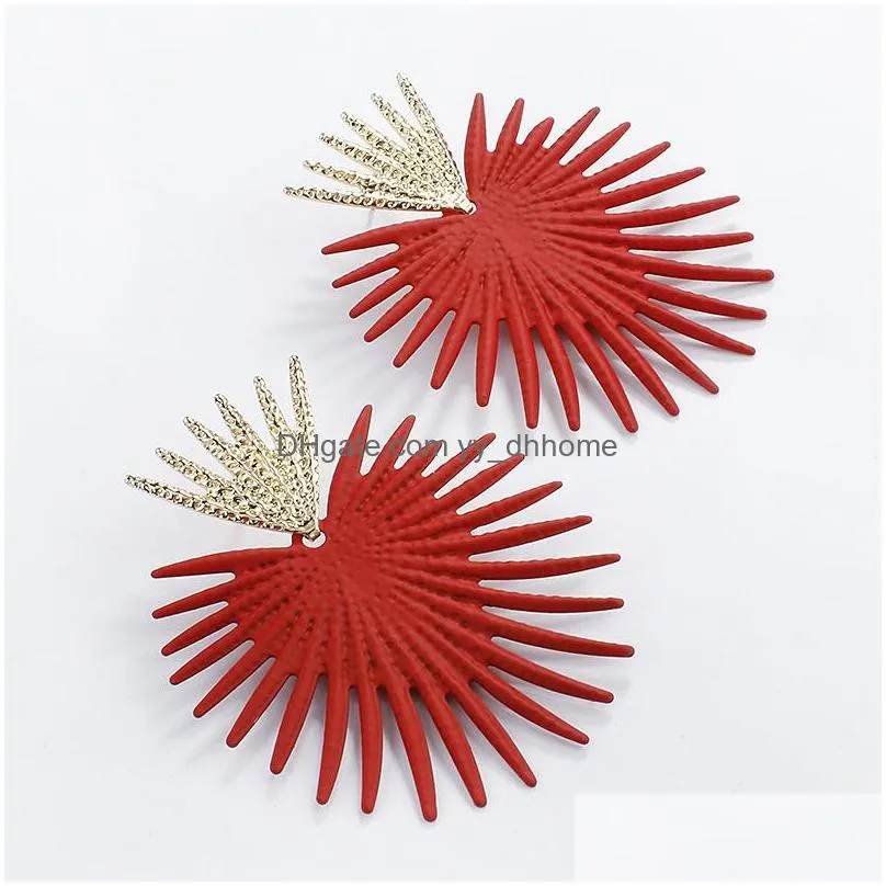6 colors trendy irregular big earrings for women vintage geometric floral metal statement earrings party jewelry