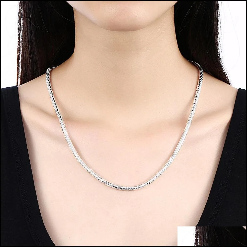 100 stainless steel necklace round snake chain fit pandora fashion jewelry links chain 2 mm 1828 inches