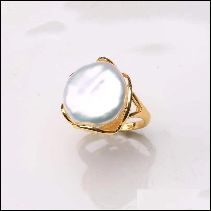 baroque only natural freshwater baroque pearl ring retro style 14k notes gold irregular shaped button rfd