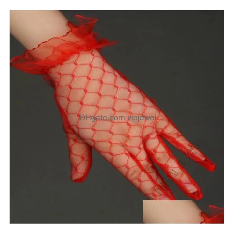 2019 super full finger wrist length sheer tulle bridal gloves lace wedding gloves wedding accessory