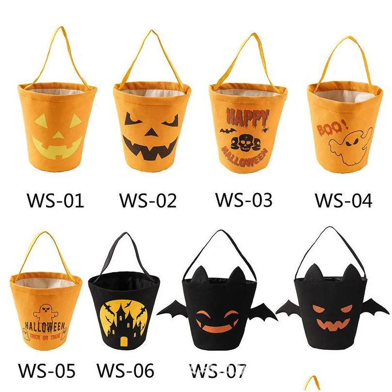 halloween canvas bucket party favor cartoon pumpkin vampire ghost witch handbags halloween candy bag kids party gift candy bags b3