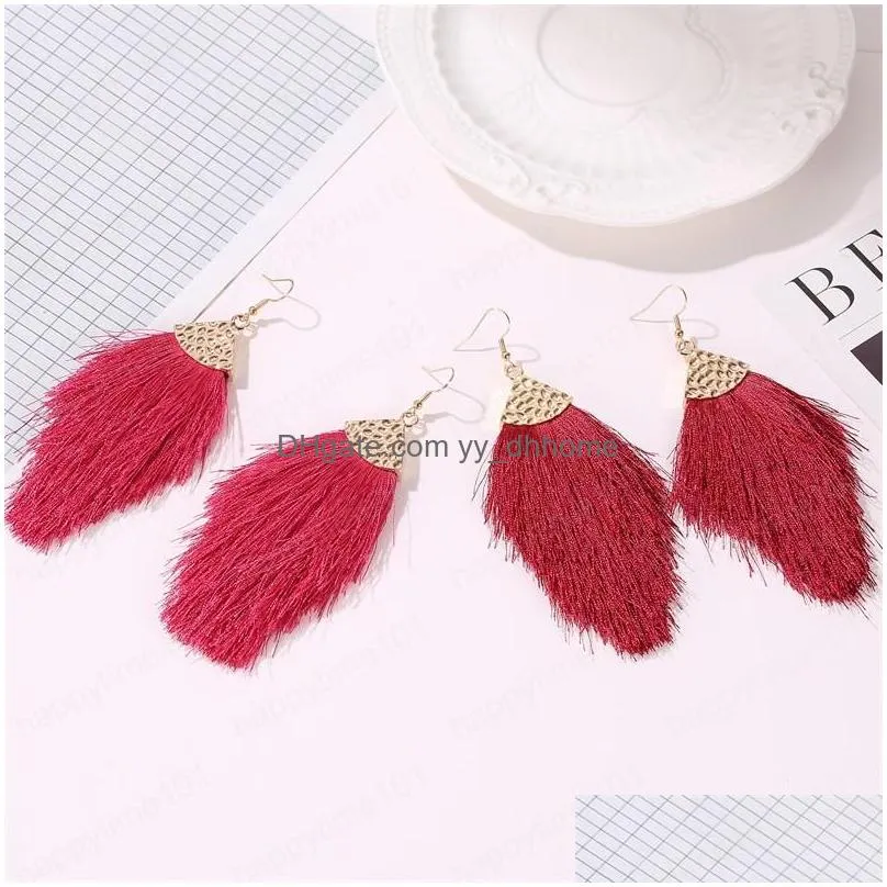  fashion jewelry tassel arrowhead earrings long feather pattern dangle earrings
