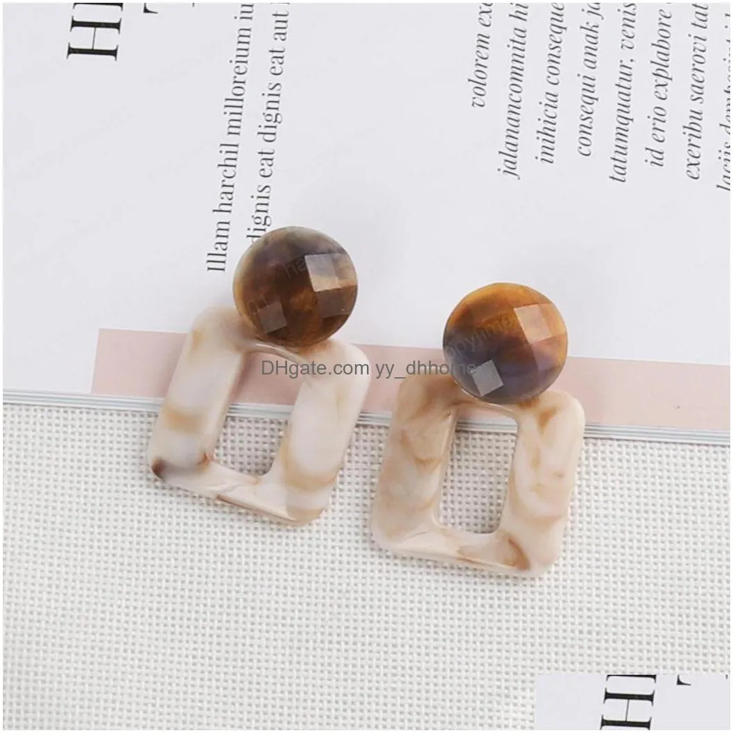  geometric mixed color sweet stud earring for women vintage resin acrylic vintage korean styles earring