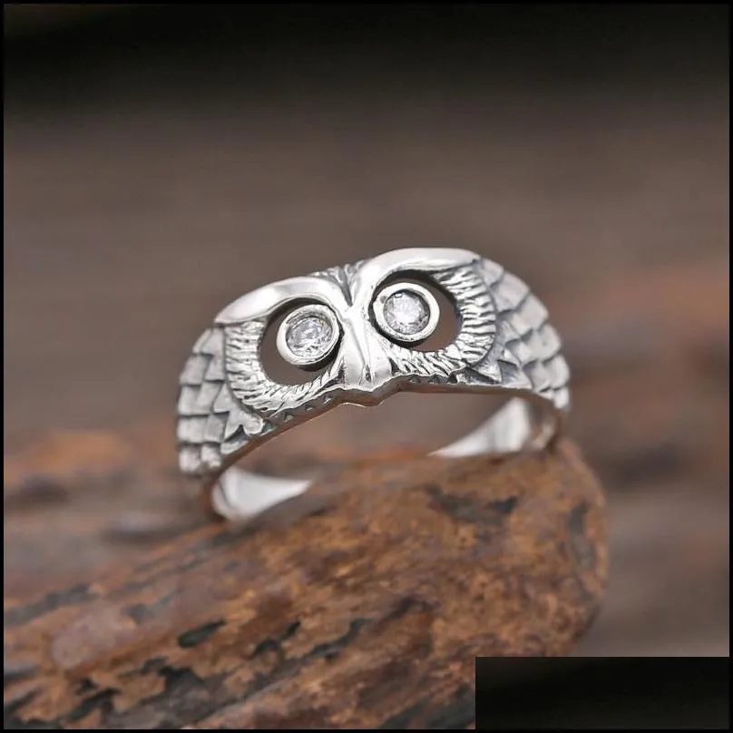 vintage 925 silver mini owl rings chic women rings us ring size 610 for women mothers day gift jewelry