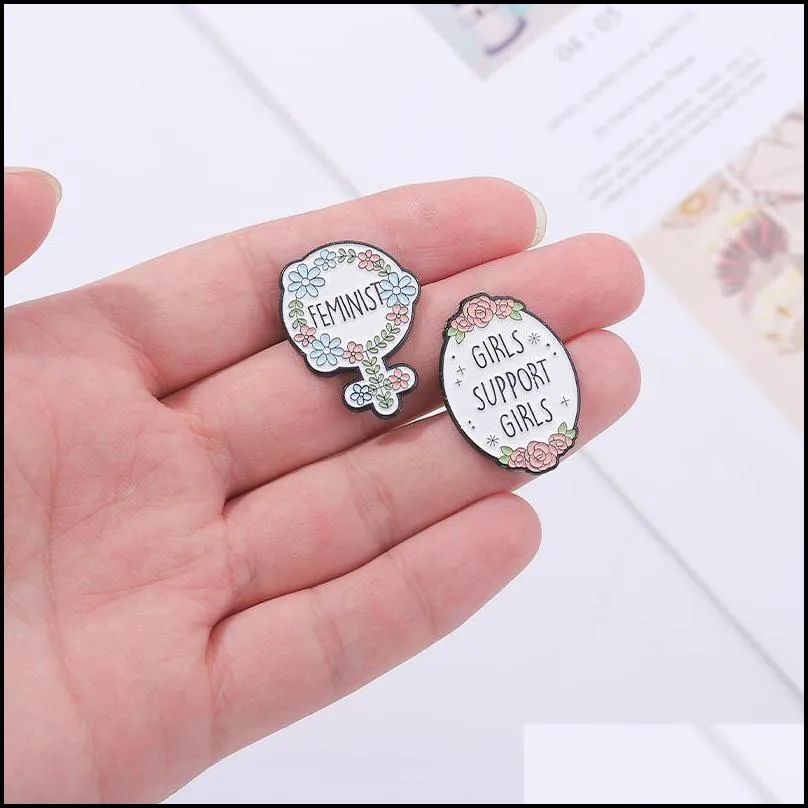 quotes women power enamel pins energy brooch bottle self love the future is female girls support girls jewelry gift accessories