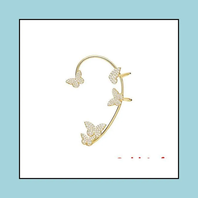 styles shiny metal ear bone clip for women sweet butterfly exquisite sparkling zircon snowflake cuff earring