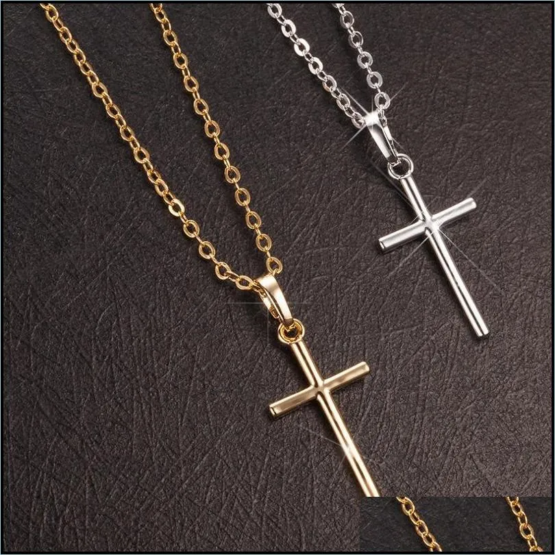 fashion cross pendants dropshipping gold black color crystal jesus cross pendant necklace jewelry for men/women wholesale