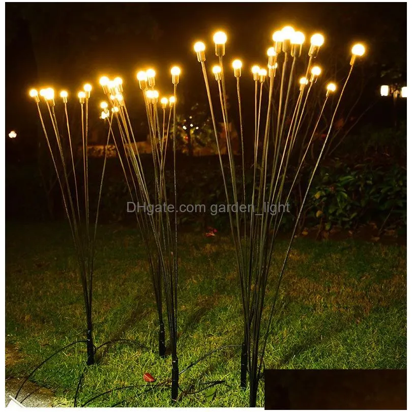 solar garden lights firefly outdoor waterproof home camping park decoration warm white coloful